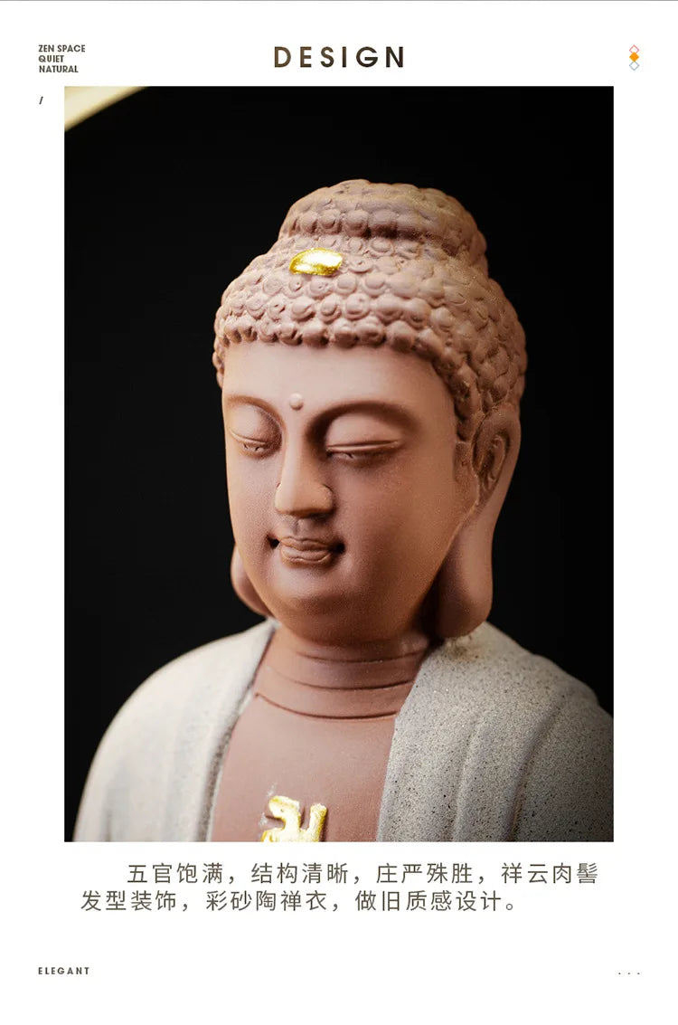 Buddha Statues Sakyamuni Buddha Figurines Tathagata Buddha Figures Ceramic Lamp Circle Living Room Incense Porch Buddha Statue