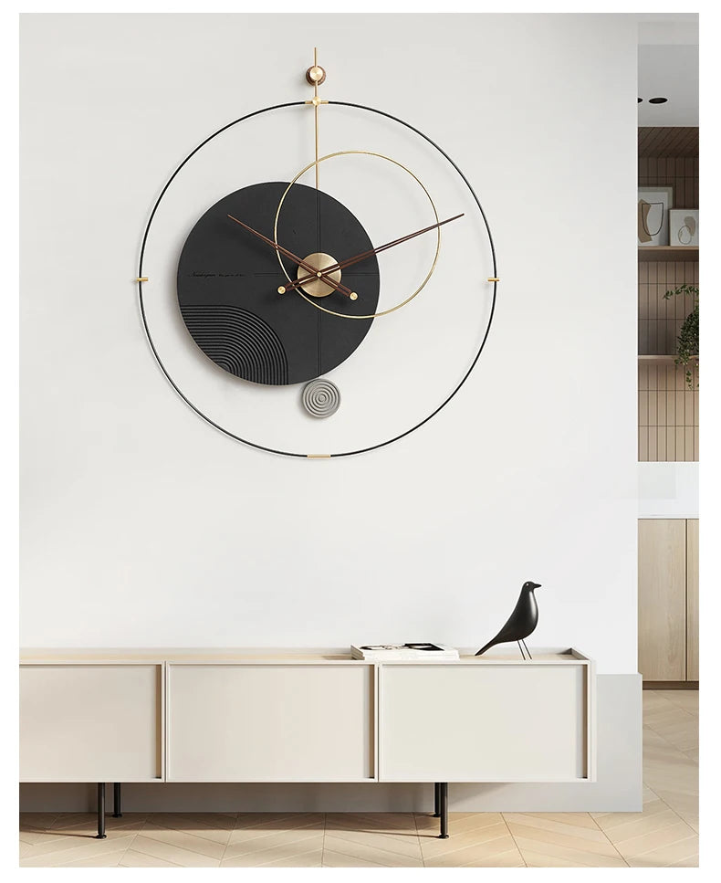 Round Living Room Wall Clock Pieces Hand Art Unique Elegant Wall Clock Home Black Modern Design Kitchen Nordic Saat Home Decor