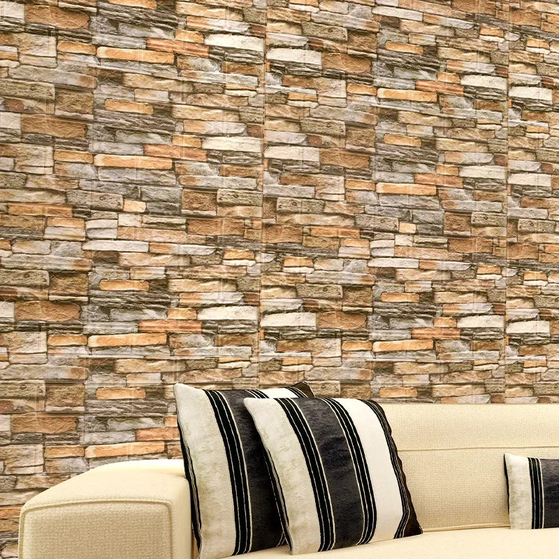 10Pcs 3D Brick Wall Stickers Decor Foam Waterproof Wall Covering Wallpaper for Kids LivingRoom DIY TV Background Wall Decoration