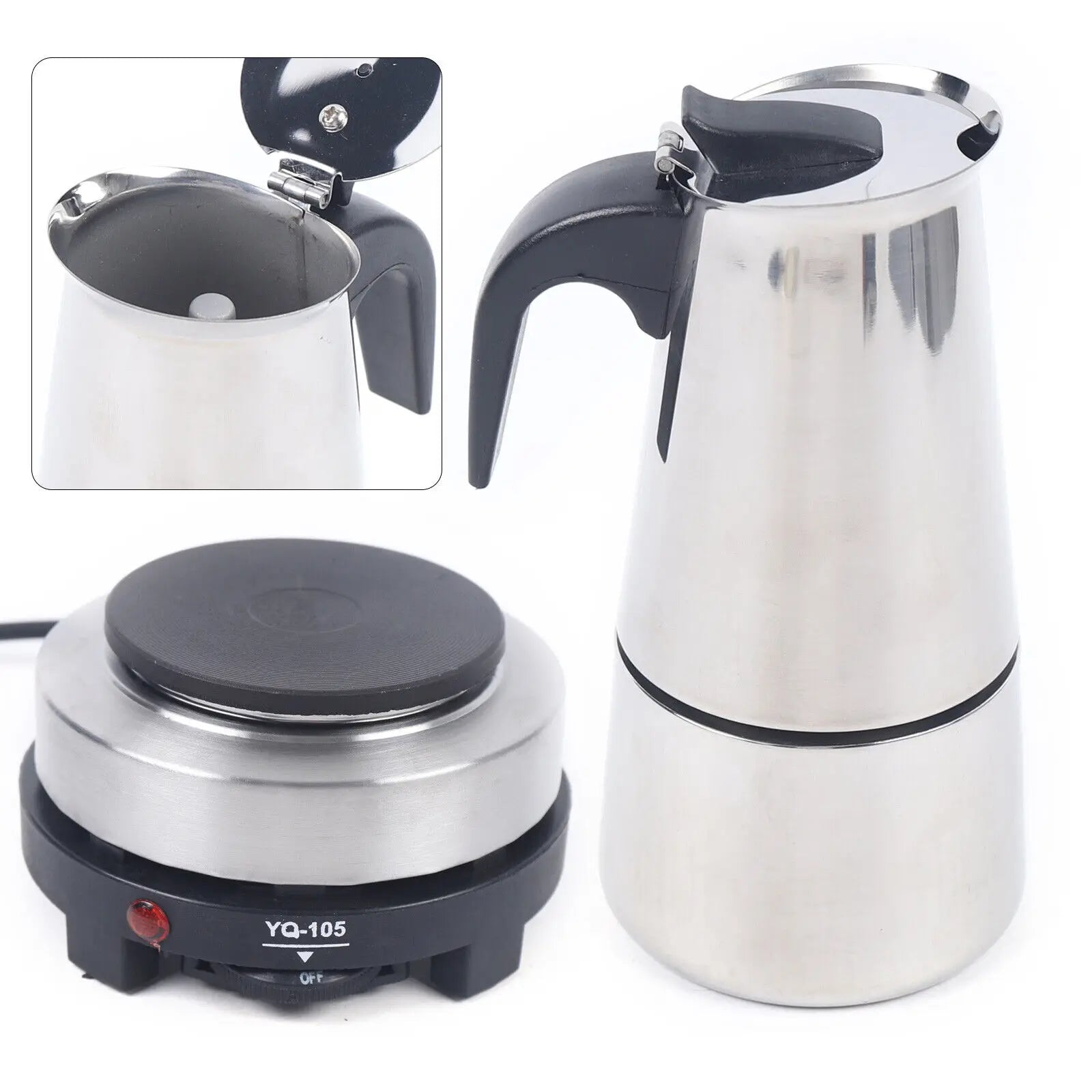 200/450ml Cups Coffee Maker Eatssode Mocha Percolator Pot With Stove Stainless Steel Mini Pot Kitchen Espresso Coffee Machines