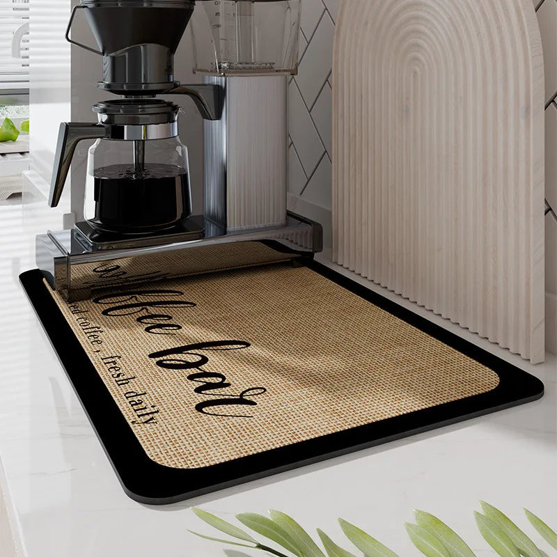 Coffee Mat Hide Stain Backed Absorbent Dish Drying Mat for Kitchen Counter Bar Coffee Machine Accessories Espresso Coffe Mat