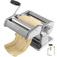 VEVOR Pasta Maker Machine, 9 Adjustable Thickness Settings Noodles Maker,Stainless Steel Rollers and Cutter, Manual Hand Press