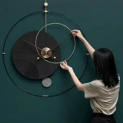 Round Living Room Wall Clock Pieces Hand Art Unique Elegant Wall Clock Home Black Modern Design Kitchen Nordic Saat Home Decor