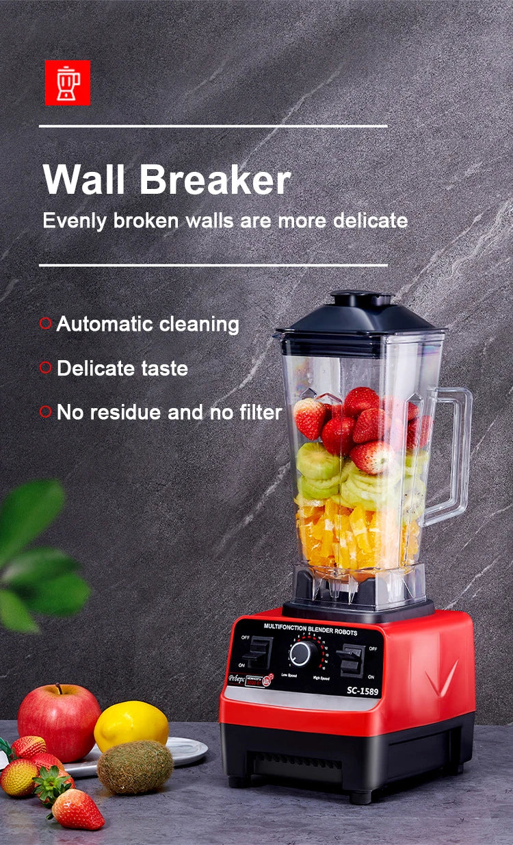 2000W Heavy Duty Commercial Blender 6 Blades Mixer Juicer Food Processor Ice Smoothies Blender High Power Juice maker Crusher