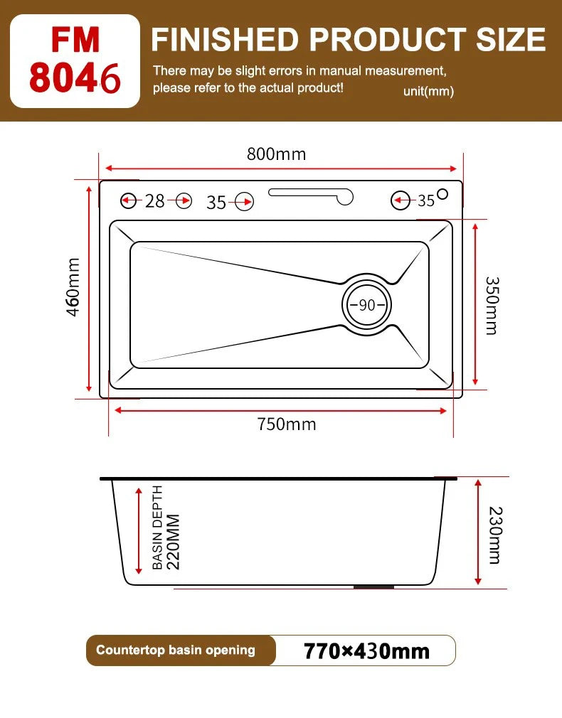 Golden Double Waterfall Sink Stainless Steel Kitchen Sink Embossed Large Single Slot Wash Basin Washing Pond For Kitchen