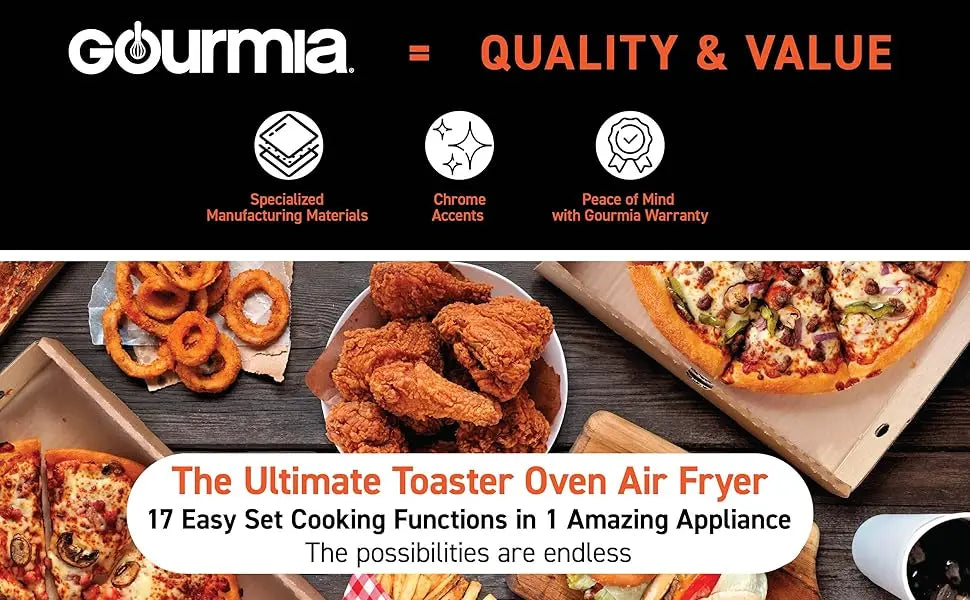 Toaster Oven Air Fryer Combo 17 cooking presets 1700W french door digital air fryer oven 24L capacity accessories, conve