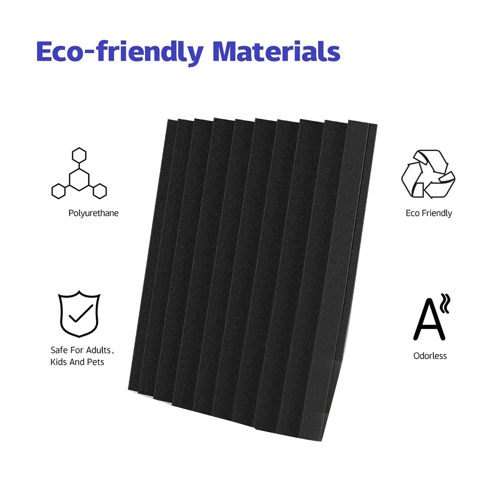 12 Pack Self-Adhesive Acoustic Panels, Sound Proof Foam Panels, High Density Soundproofing Wall Panels for Home(Black)