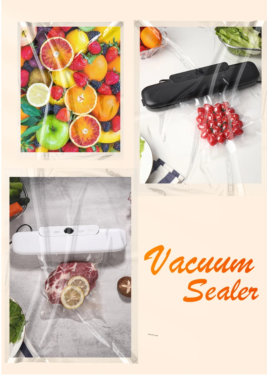 Electric Food Vacuum Sealer Machine And Storage Bags One Touch Fast Vacuuming For Wet Or Dry Food Kitchen Vacuum Sealing Machine