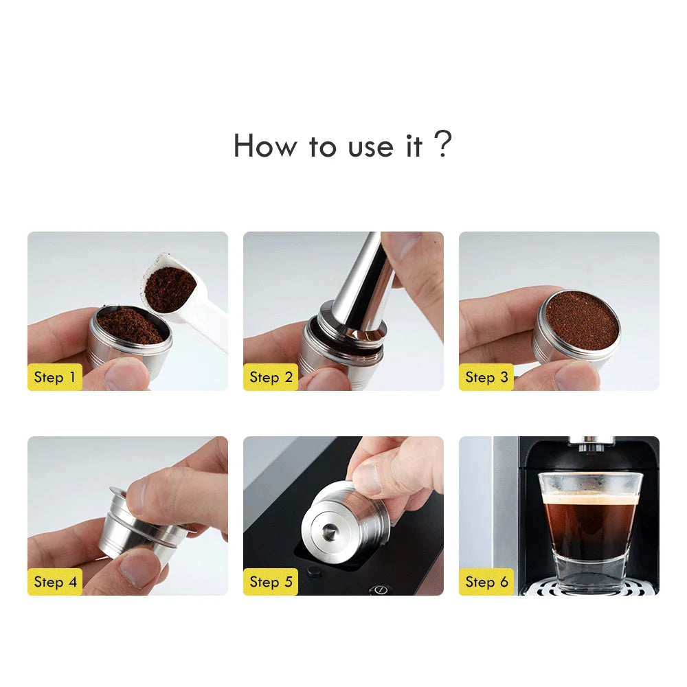 Stainless Steel Reusable Coffee Capsule For 3 Hearts Tchibo Cafissimo Kfee  Cafitaly Classic Refillable Espresso Coffee Maker