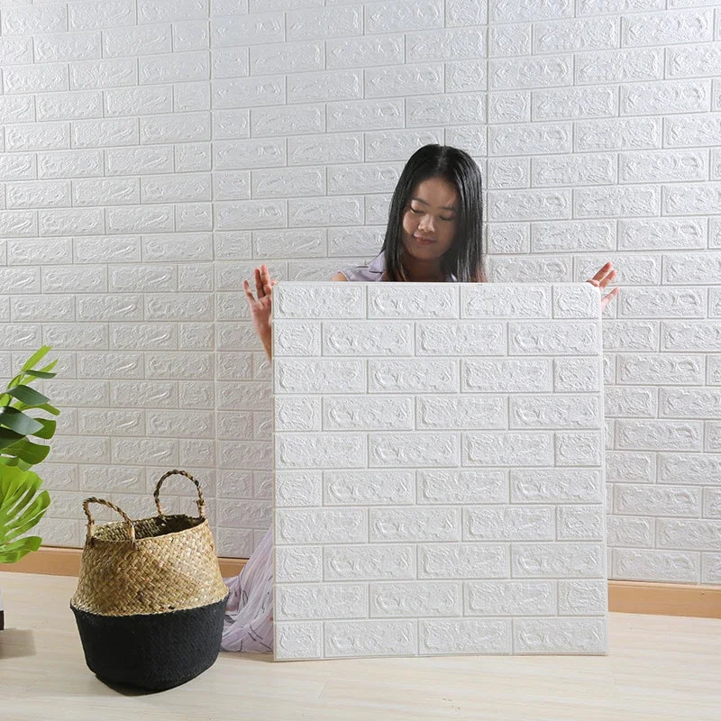 70cmX77Cm Waterproof Wall Stickers Anti-collision Modern Home Decoration 3D Self-adhesive Wallpaper Classic Foam Brick Pattern