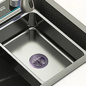 Waterfall Kitchen Sink Digital Display Single Bowl Kitchen Sinks Multifunctional Mordern Smart Sinks with Two Waterfall