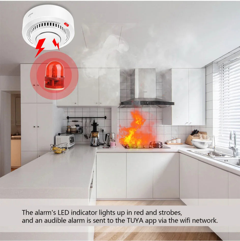 Tuya ZigBee Smart Smoke Detector Security Protection Smoke Alarm Fire Protection For Home Security System Via Smart Life App