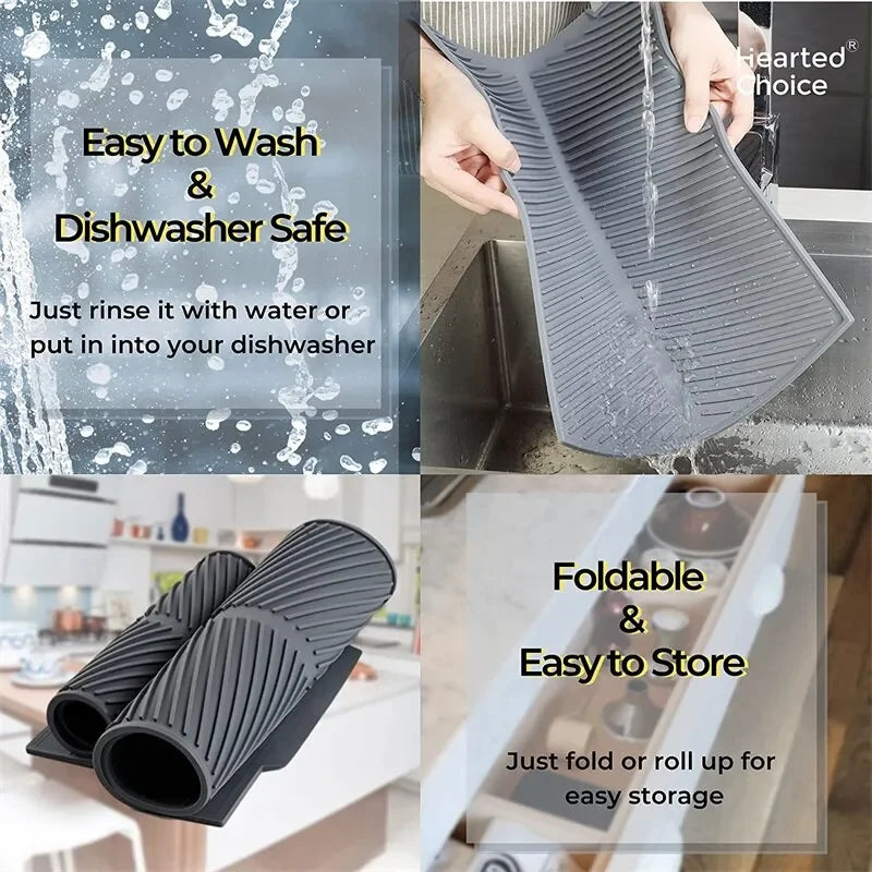 1PC Silicone Drain Pad Drying Mat Pots Dish Drain Mat For Kitchen Tableware Non-slip Mats Anti-scald Coaster Kitchen Utensils