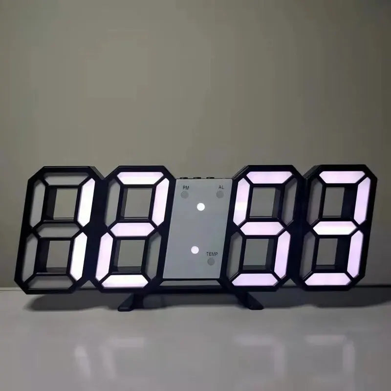 3D Mini Clock LED Digital Wall Clock Desk Clock Electronic Alarm Clock Living Room Wall Clock DIY Kitchen Timer