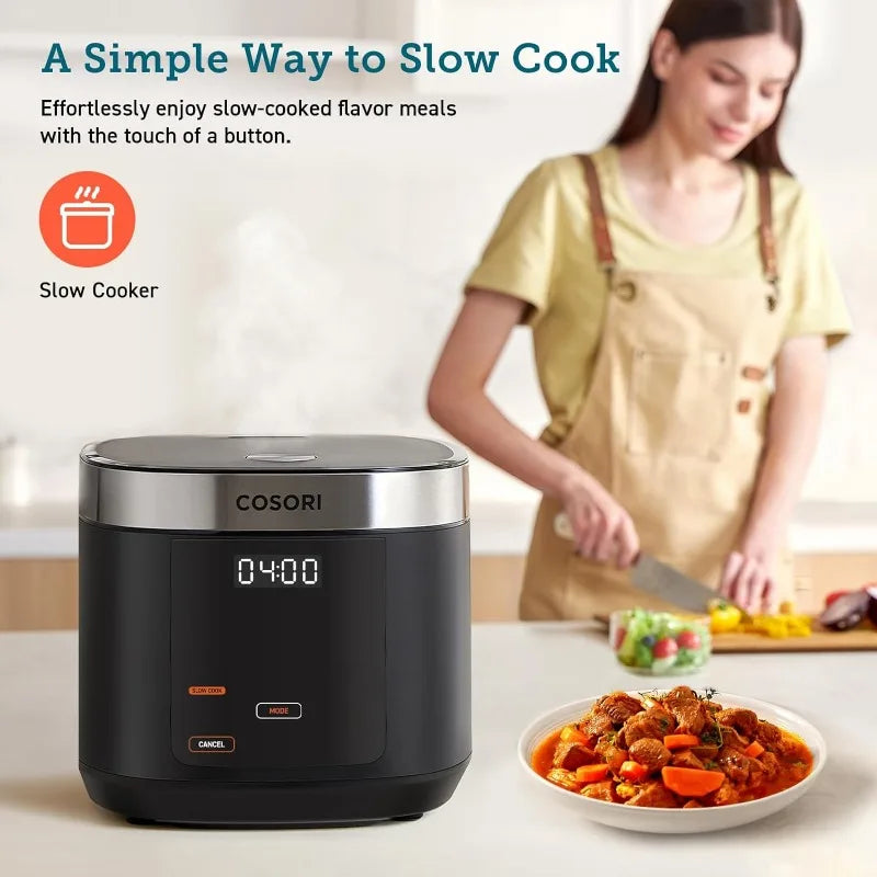 COSORI Rice Cooker Maker 18 Functions Multi Cooker, Stainless Steel Steamer, Warmer, Slow Cooker, Sauté, Timer, Small