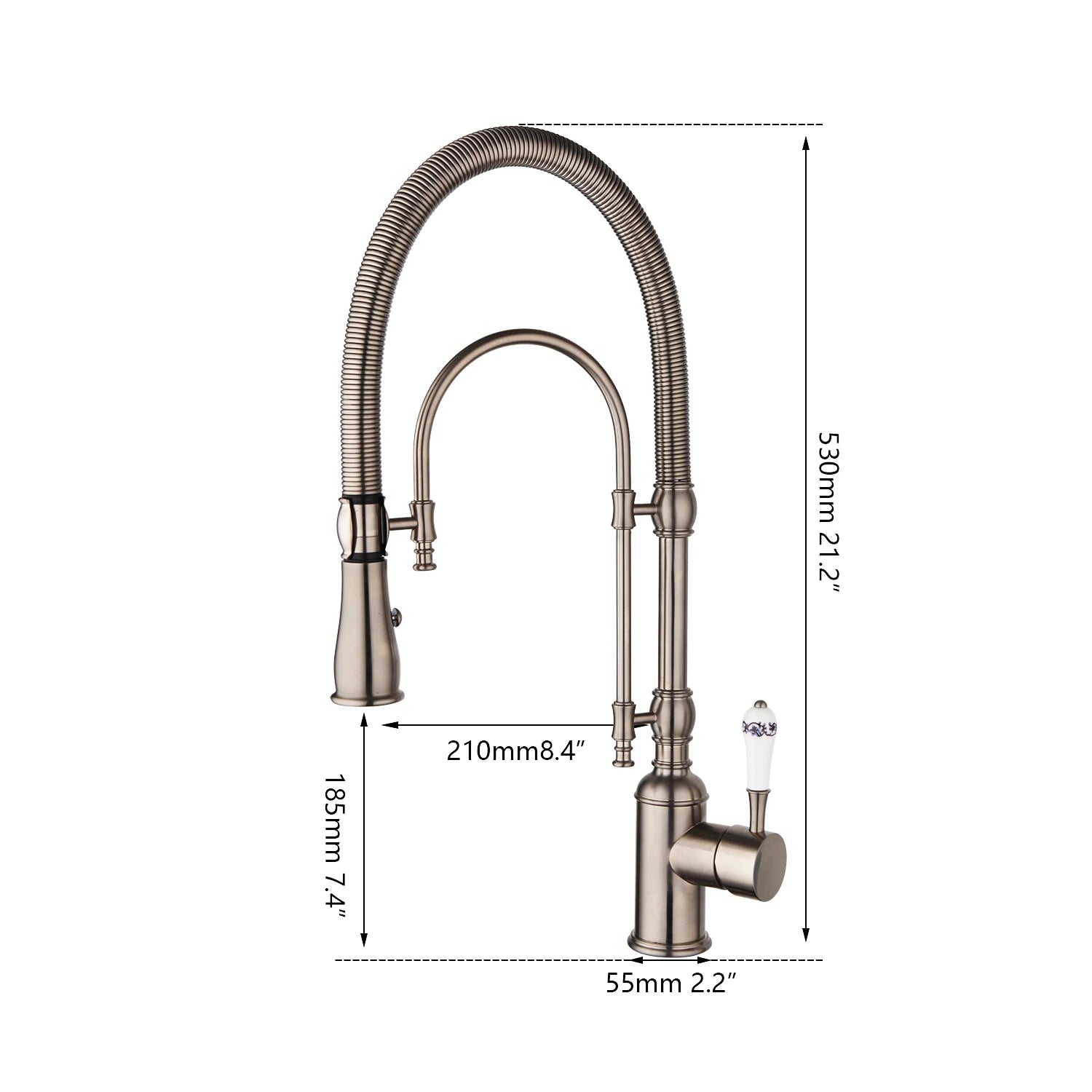 KEMAIDI Golden Spring Pull Down Kitchen Sink Faucet Hot & Cold Mixer Crane Tap with Dual Spout Deck Mounted Hot Cold Faucets