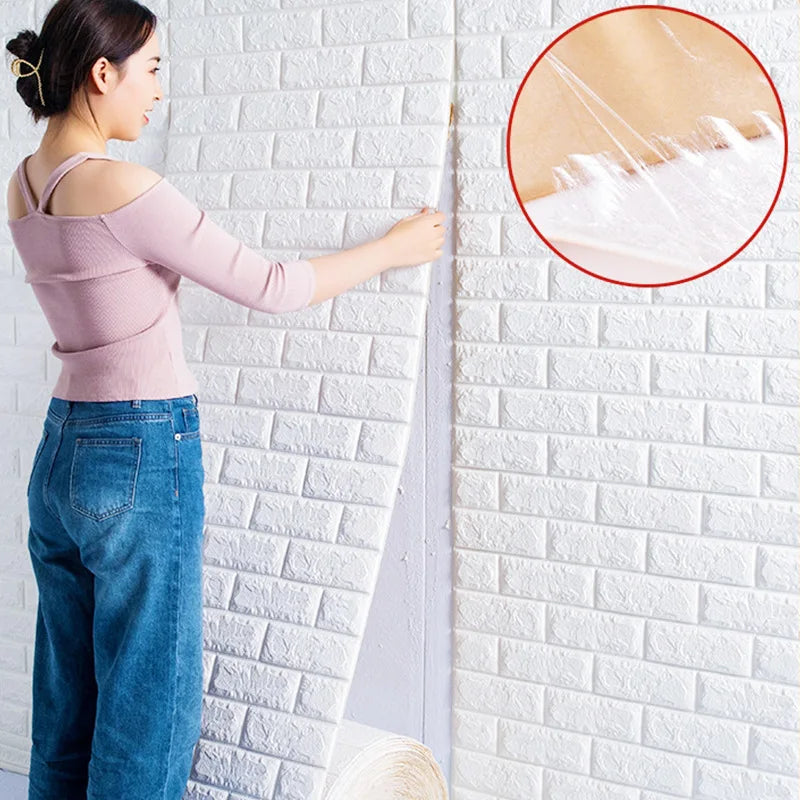 10m 3D Self-adhesive Foam Brick Wallpaper Waterproof and Oilproof DIY Wallpaper Living Room Home Decoration