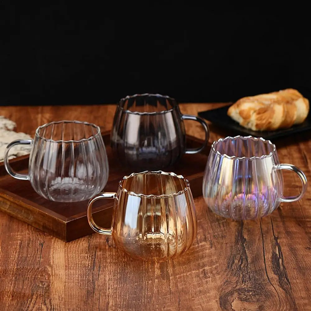 Transparent Glass Cup Creative Coffee Tea Drinks Dessert Breakfast Milk Cup Glass Mugs Handle Drinkware Couple Gifts