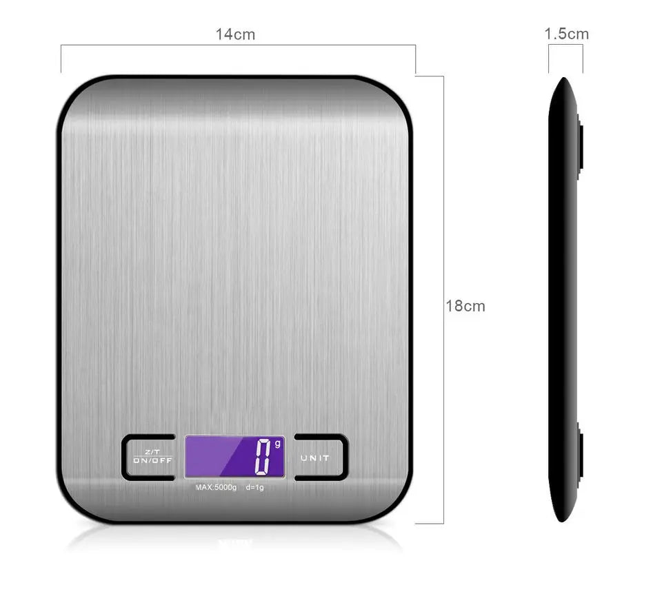 Kitchen Electronic Digital Scales 15Kg/1g Weighs Food Cooking Baking Coffee Balance Smart Stainless Steel Digital Scale Grams