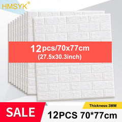 12PCS Self Adhesive Foam Wallpaper Waterproof 3D Brick Wall Panel Living Room Brick Stickers Kid Bedroom Brick Papers Home Decor