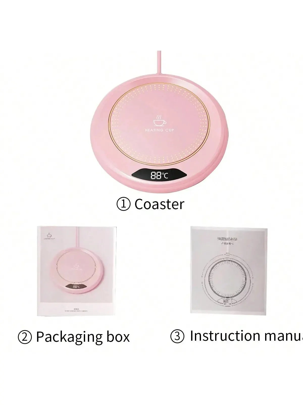 Thermostatic Heating Coaster USB Home Heating Coaster 3-speed Adjustment Heating 55 Degrees Constant Temperature