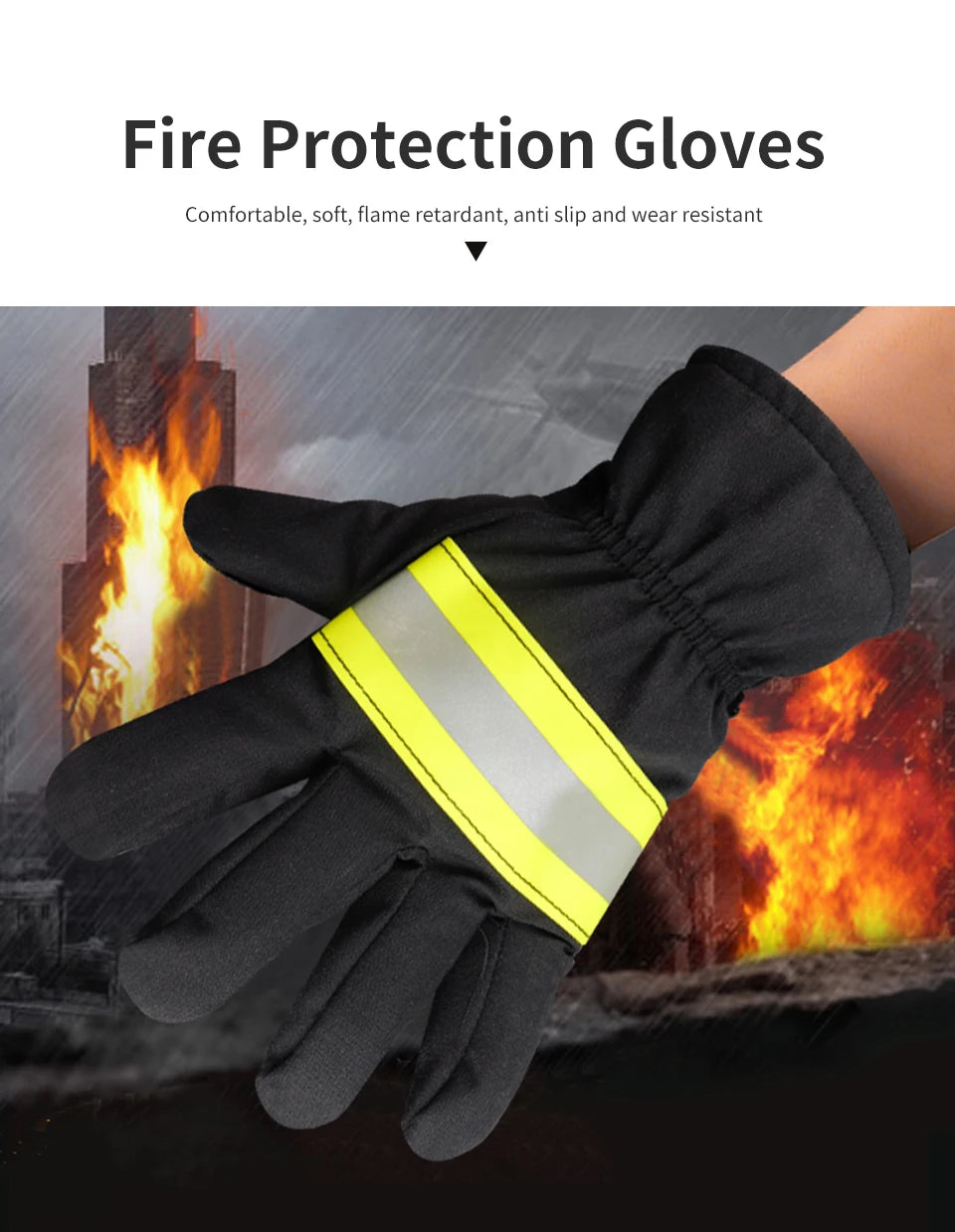 Fire Gloves Forest Fire Extinguishing Flame Retardant Emergency Rescue Reflective Strip High-Temperature Resistant Protective