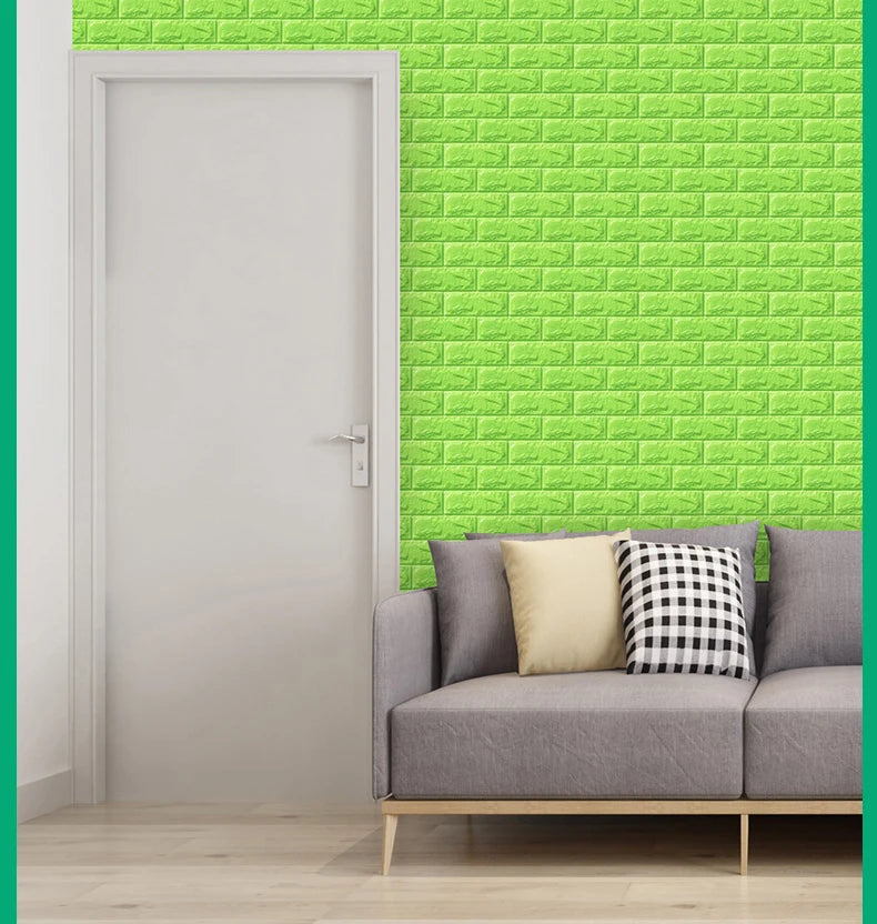 12PCS Self Adhesive Foam Wallpaper Waterproof 3D Brick Wall Panel Living Room Brick Stickers Kid Bedroom Brick Papers Home Decor