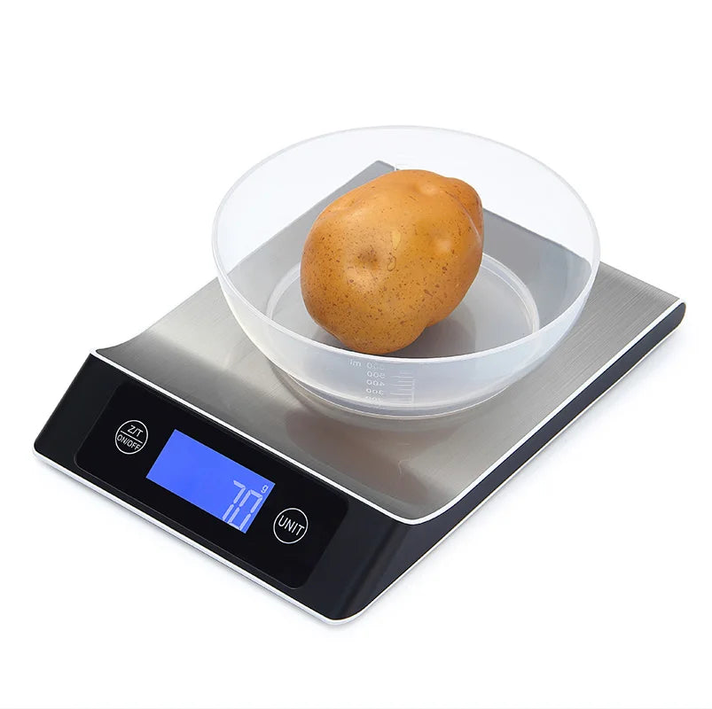 Kitchen Electronic Digital Scales 15Kg/1g Weighs Food Cooking Baking Coffee Balance Smart Stainless Steel Digital Scale Grams