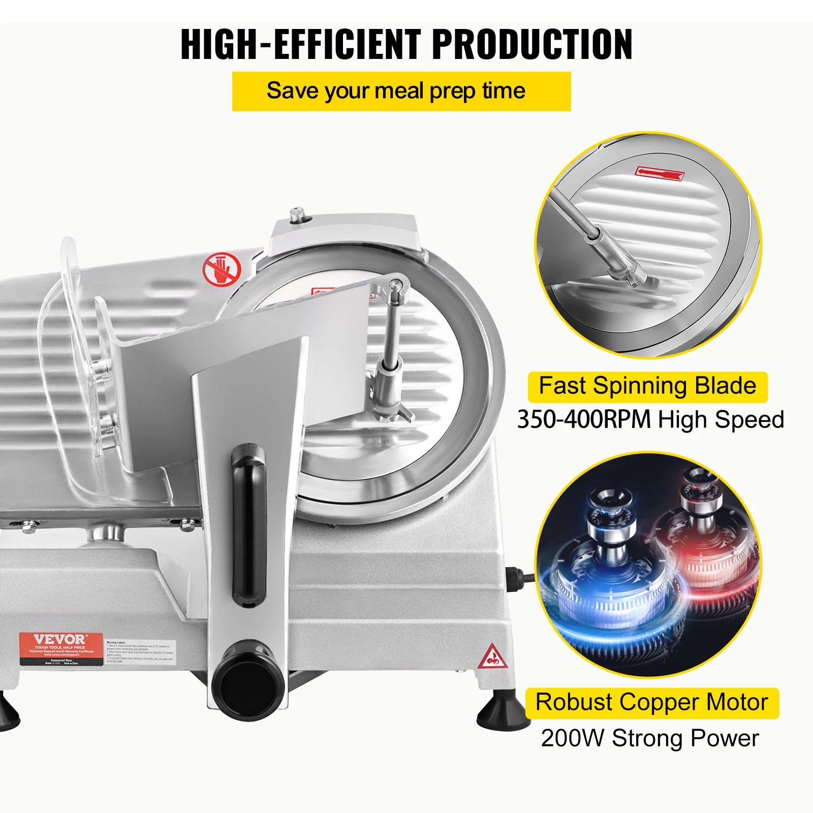 VEVOR Meat Slicer 200W/240W/320W/340W Electric Deli Food Slicer Adjustable Thickness for Commercial and Home Use Cut Meat Cheese