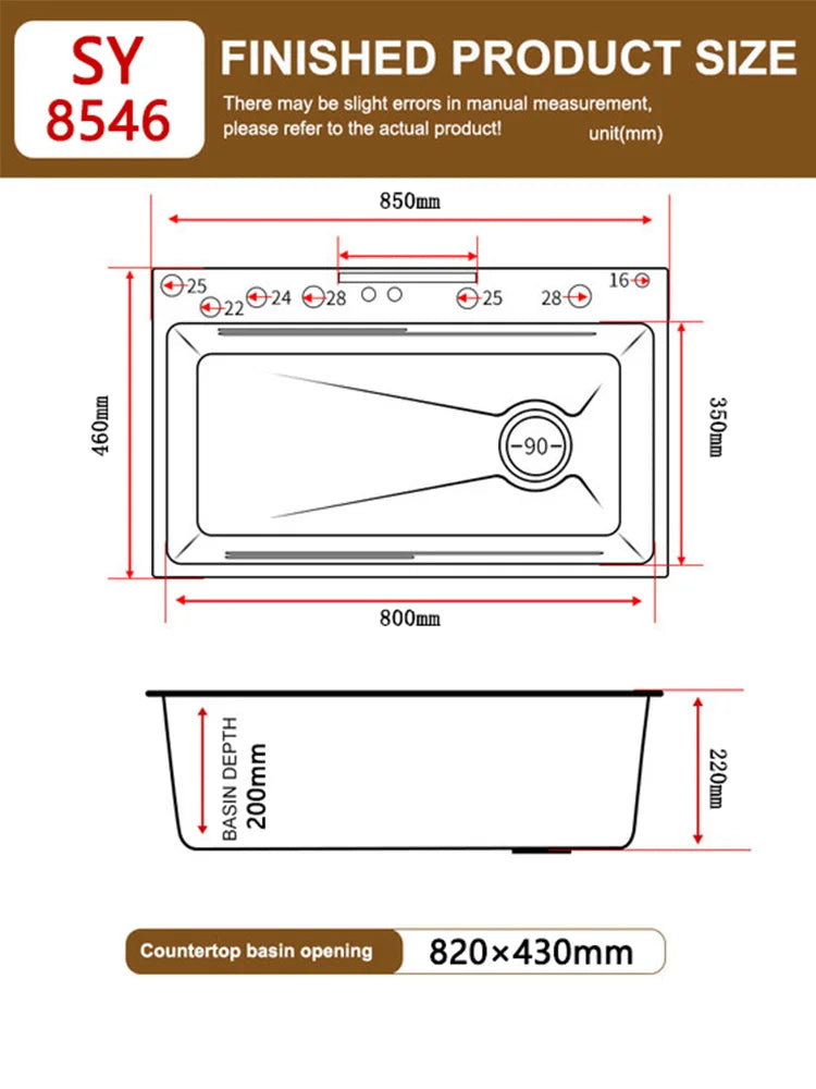 New Stainless Steel Kitchen Sink Embossed Large Single Slot With Waterfall Faucet Multifunctional Washbasin Above Counter