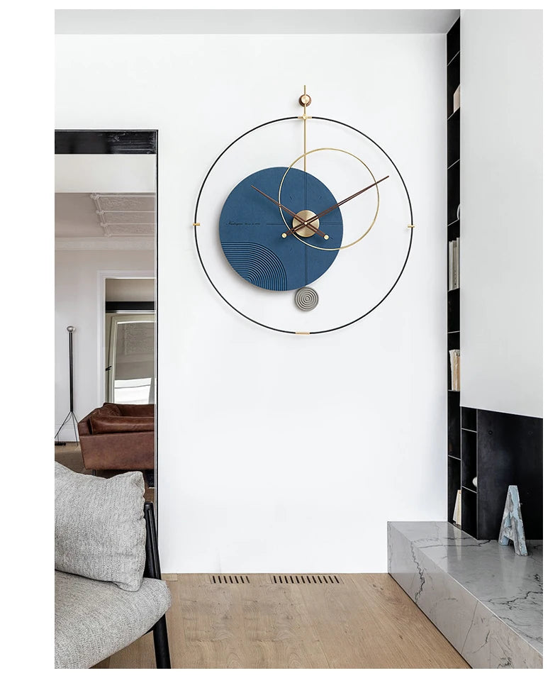 Round Living Room Wall Clock Pieces Hand Art Unique Elegant Wall Clock Home Black Modern Design Kitchen Nordic Saat Home Decor