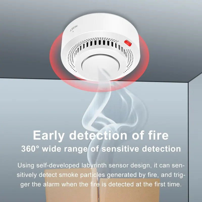 Tuya ZigBee Smart Smoke Detector Security Protection Smoke Alarm Fire Protection For Home Security System Via Smart Life App