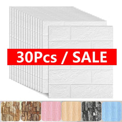 10/30Pcs DIY Waterproof Foam Wallpaper 3D Brick Stickers Children's Room Kitchen Roof Ceiling Background WallStickers