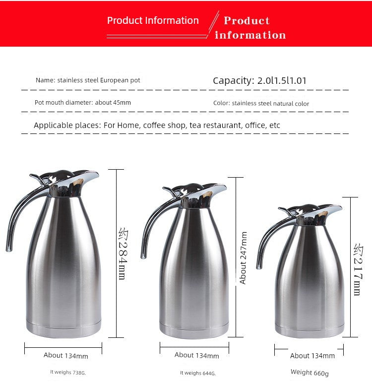 Stainless Steel 304 Thermos Vacuum Flask Household Thermos Warm the Bottle of Jug Commercial European-Style Large Capacity