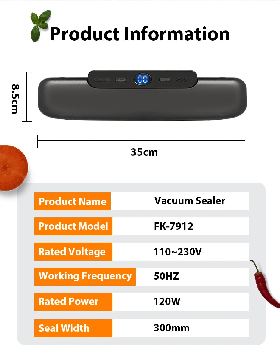 Electric Food Vacuum Sealer Machine And Storage Bags One Touch Fast Vacuuming For Wet Or Dry Food Kitchen Vacuum Sealing Machine