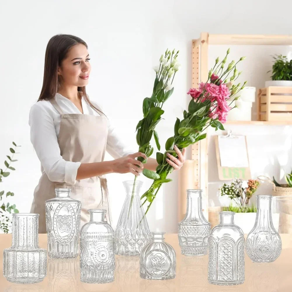 Glass Bud Vase Set of 66 Pcs, Small Vases for Rustic Wedding Centerpieces, Mini Vases Bulk Home Table Flower Decor, Clear Vases