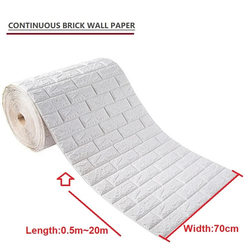 10m 3D Self-adhesive Foam Brick Wallpaper Waterproof and Oilproof DIY Wallpaper Living Room Home Decoration