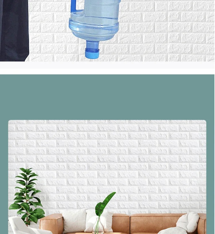 3 metre 3D Soft Foam Brick Wallpaper Sticker Roll DIY Self Adhesive Living Room Home Kitchen Bathroom Decorative Wall Paper