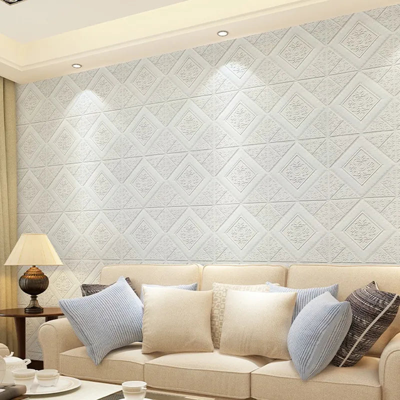 10Pcs 70×70cm Ceiling Wallpaper 3D Foam Brick Wallpaper Adhesive Wall Decor Wall Stickers