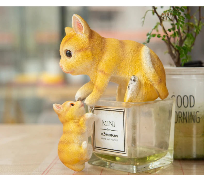 Creative Resin 2pcs Cute Piglet Rabbit Frog Cat Statue Outdoor Balcony Gardening Flower Pot Animal Sculpture Hanging Ornaments