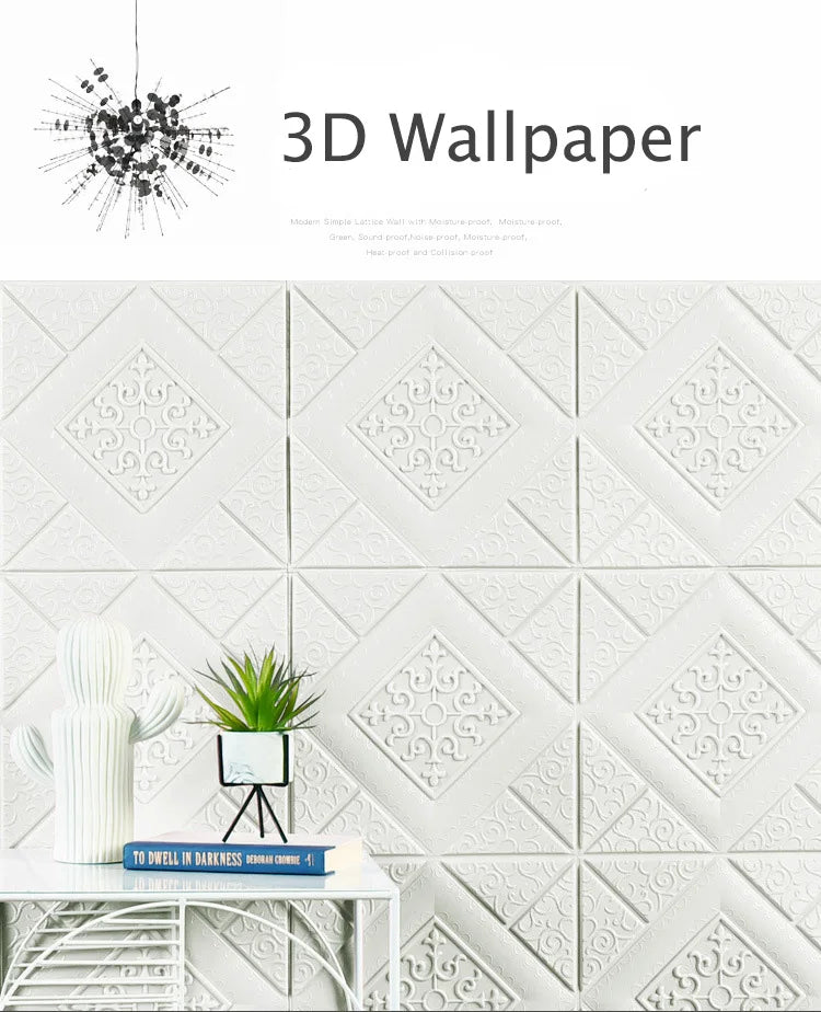 12pcs 35*35cm Self-adhesive 5MM 3D Background Wallpaper Foam Wall Sticker Waterproof Moistureproof Living Room Decor