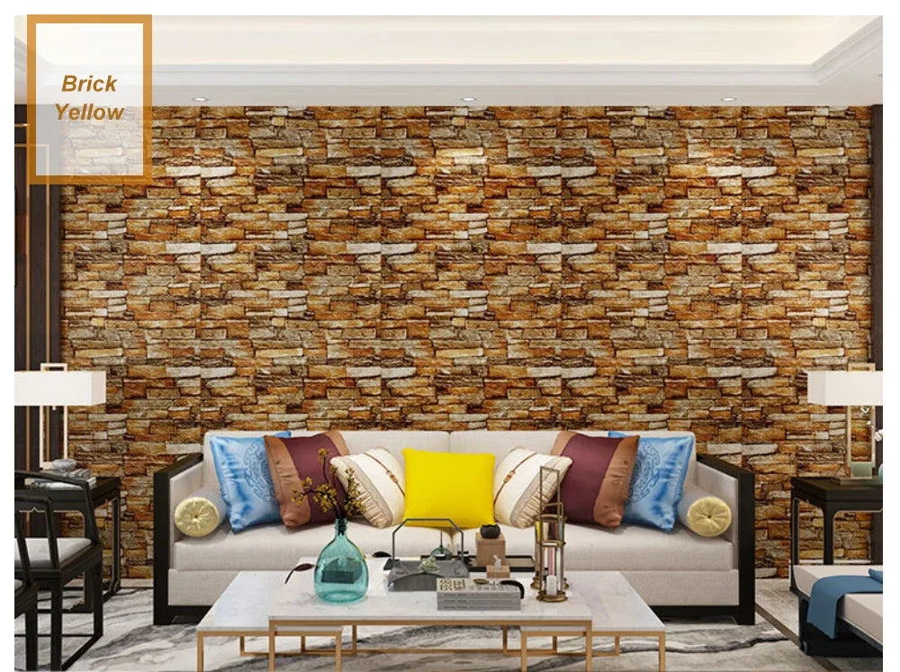 10Pcs 3D Brick Wall Stickers Decor Foam Waterproof Wall Covering Wallpaper for Kids LivingRoom DIY TV Background Wall Decoration