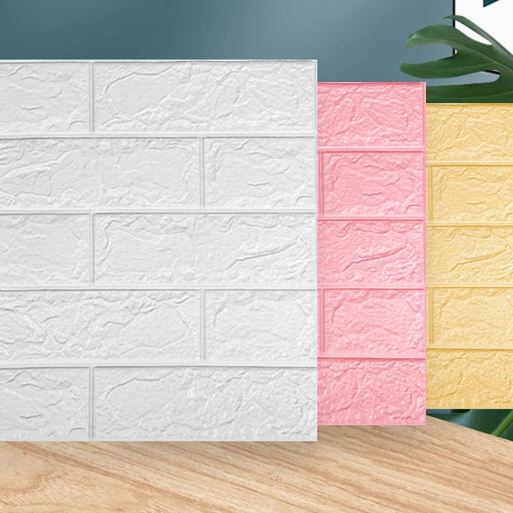 20PCS 35X38.5Cm 3D Wall Stickers Self Adhesive Foam Brick Room Decor DIY Wallpaper Wall Decor Wall Sticker,White