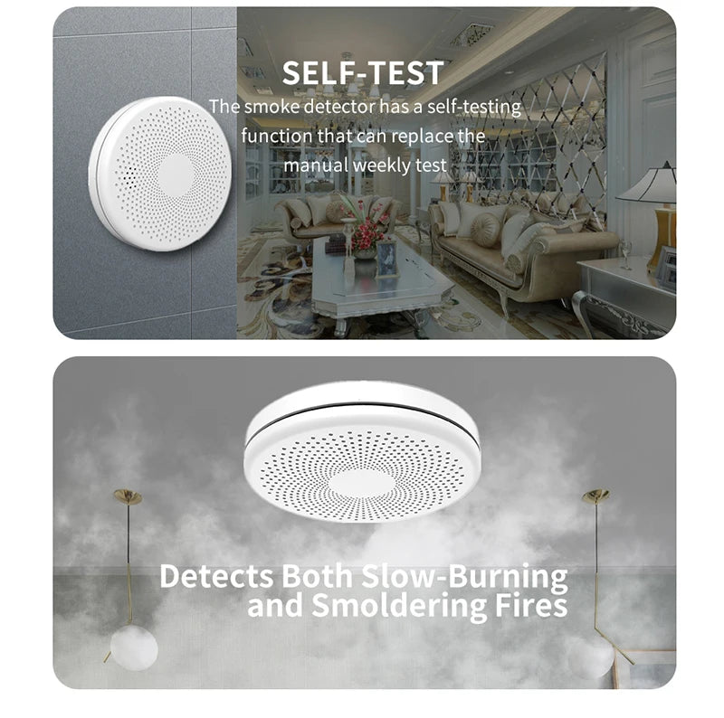 2 in 1 Version WiFi Tuya Smart Co & Smoke Detector Alarm Carbon Monoxide Parlor Room Kitchen Shop Fire PIR Sound Sensor Alert