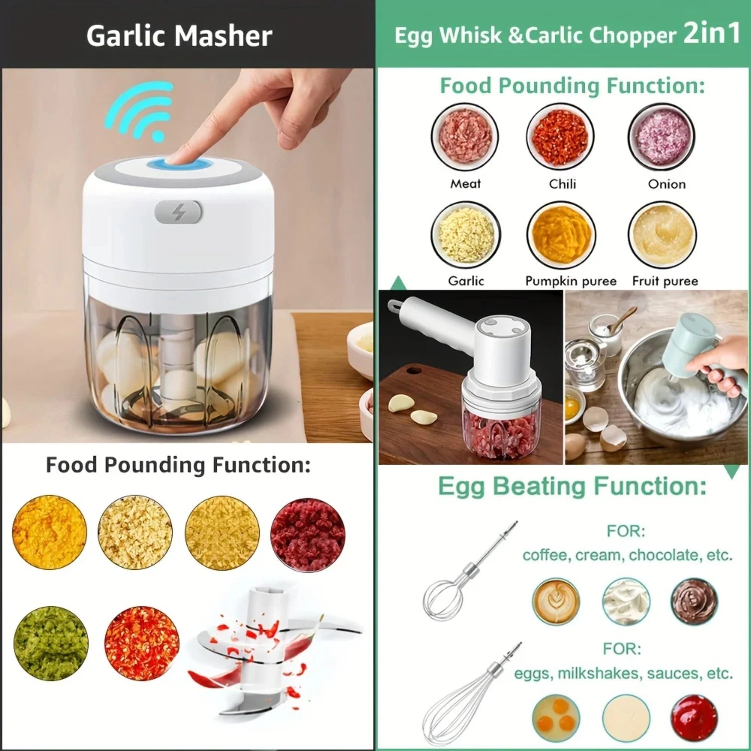 New Efficient, Handy, and Portable Multifunctional Mini USB Kitchen Food Chopper - Versatile Meat and Vegetables Grinder - Conve