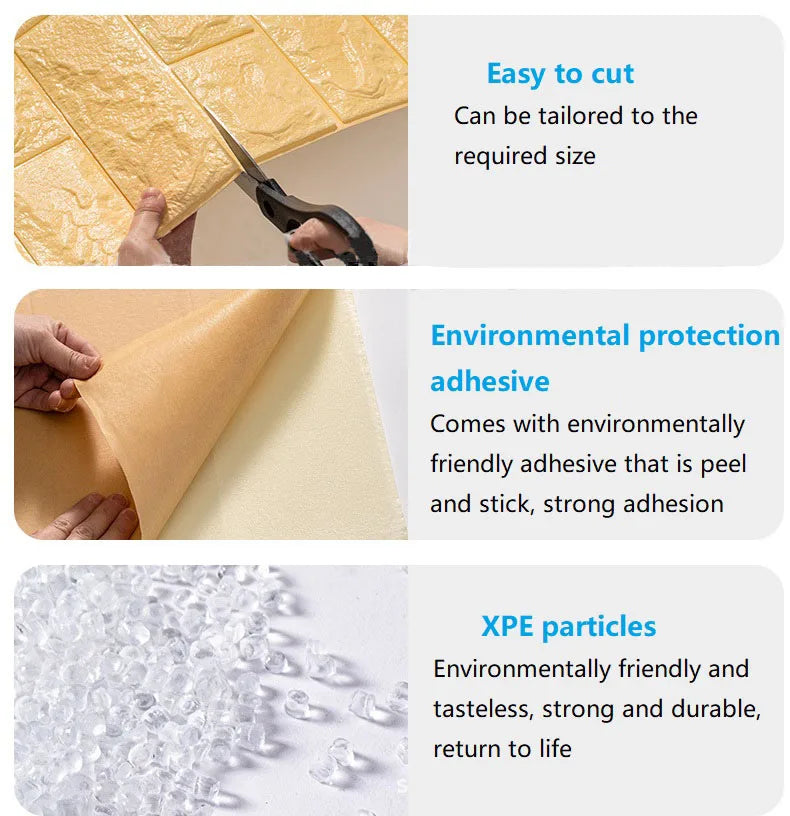 10m 3D Self-adhesive Foam Brick Wallpaper Waterproof and Oilproof DIY Wallpaper Living Room Home Decoration