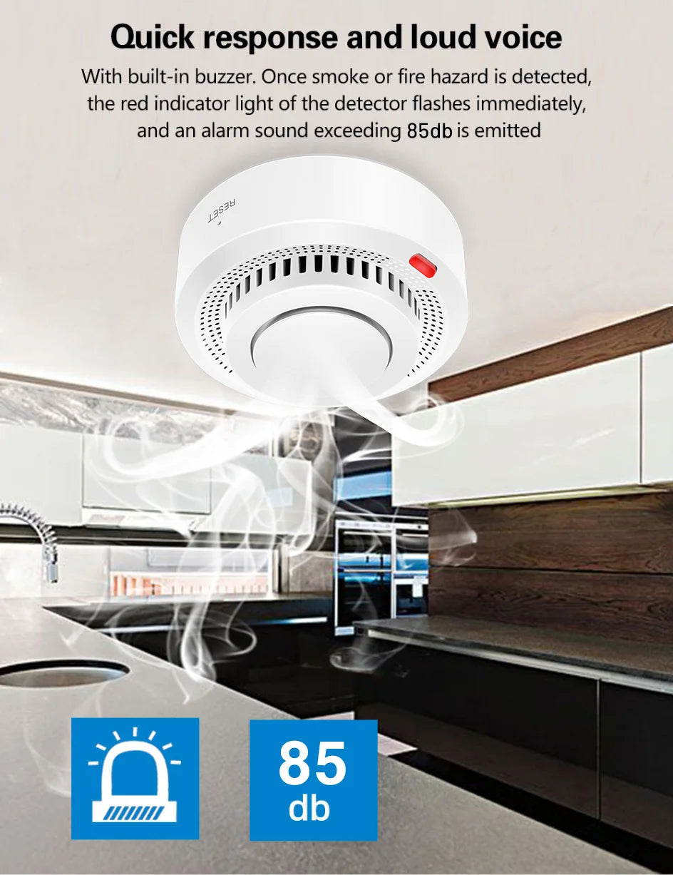 Tuya ZigBee Smart Smoke Detector Security Protection Smoke Alarm Fire Protection For Home Security System Via Smart Life App