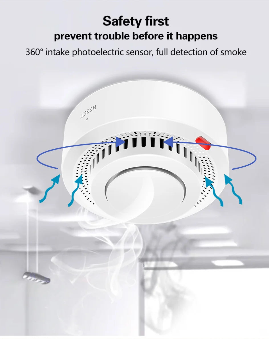 Tuya ZigBee Smart Smoke Detector Security Protection Smoke Alarm Fire Protection For Home Security System Via Smart Life App