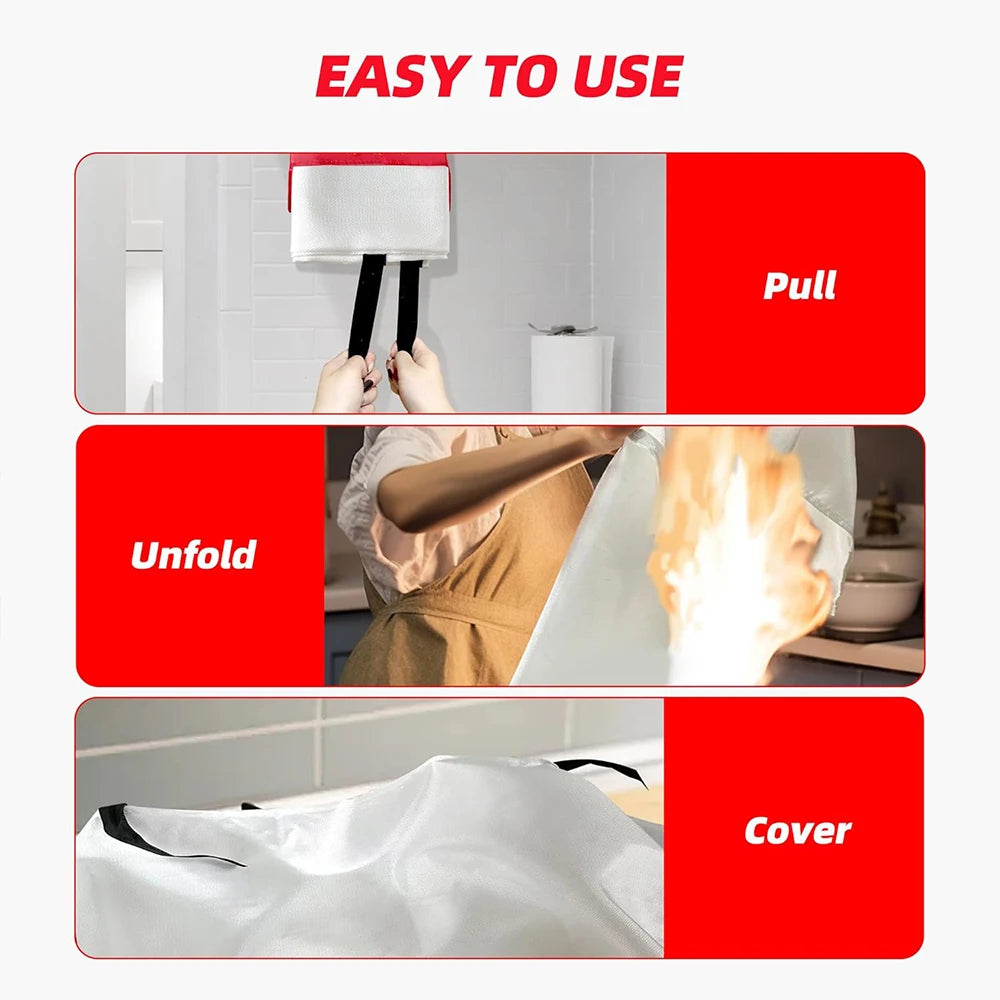 Portable Emergency Fire Blanket Retardant Fire Suppression Blanket Survival Shelter Safety Cover Fire Extinguisher Fireproof Mat