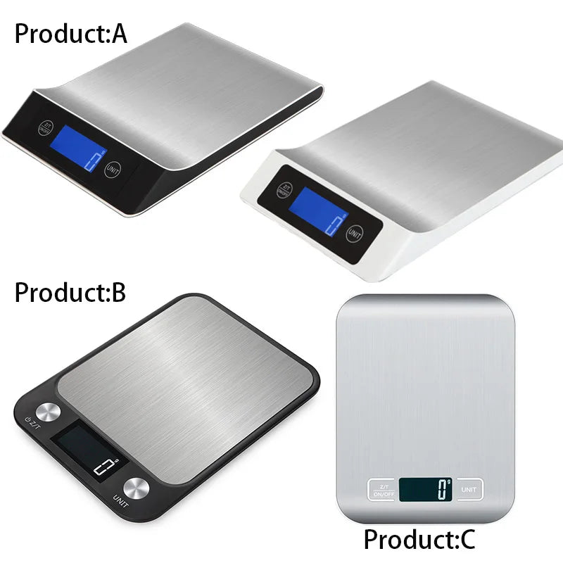 Kitchen Electronic Digital Scales 15Kg/1g Weighs Food Cooking Baking Coffee Balance Smart Stainless Steel Digital Scale Grams